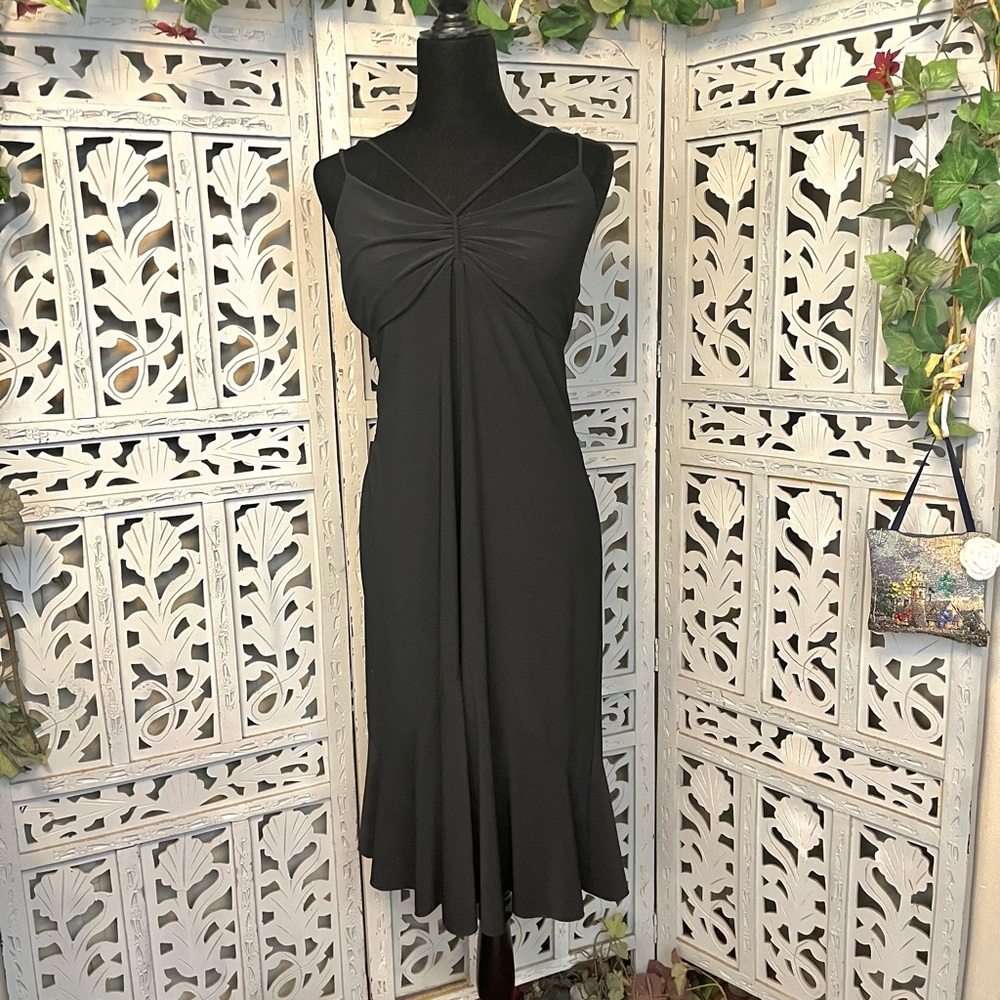 STUDIO Y CLASSY & SASSY SMOOTH BLACK SPAGHETTI STRAPS LITTLE BLACK FANCY DRESS